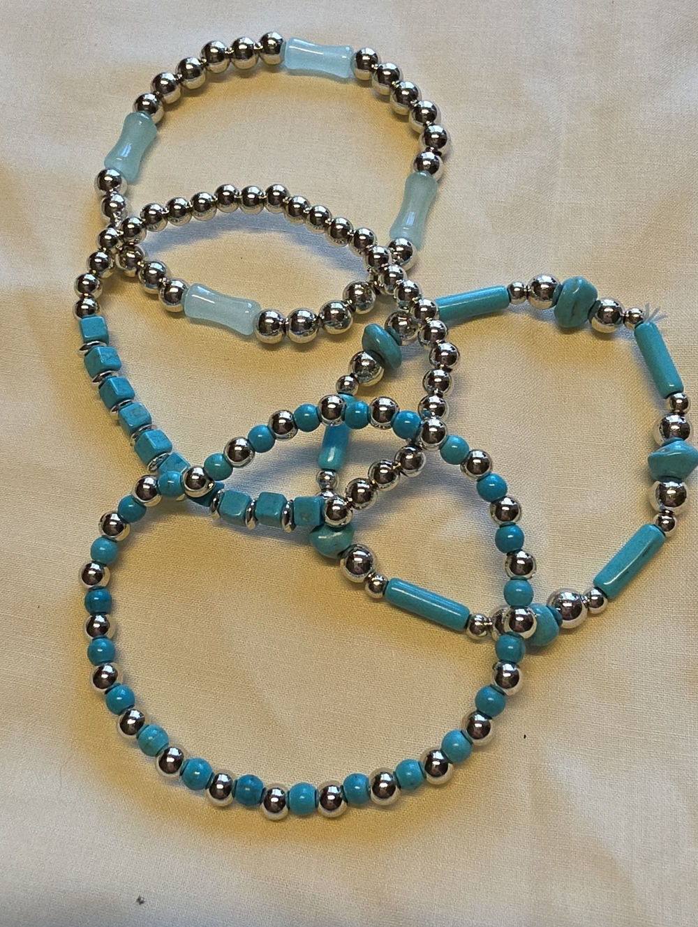 Turquoise Beaded Stretch Bracelet Set - Women Jewelry